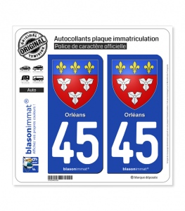 45 Orléans - Armoiries | Autocollant plaque immatriculation