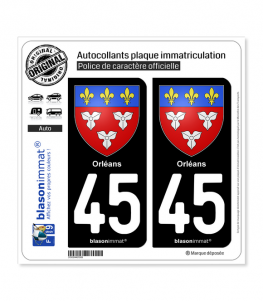 45 Orléans - Armoiries | Autocollant plaque immatriculation