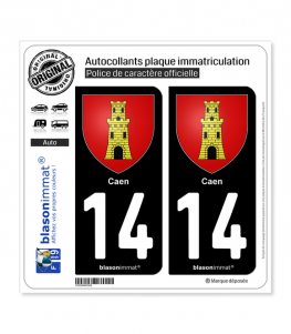 14 Caen - Armoiries | Autocollant plaque immatriculation