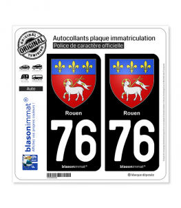 76 Rouen - Armoiries | Autocollant plaque immatriculation