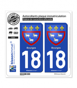 18 Bourges - Armoiries | Autocollant plaque immatriculation