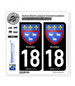 18 Bourges - Armoiries | Autocollant plaque immatriculation