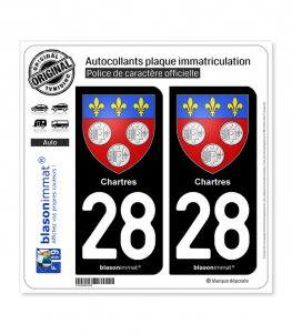 28 Chartres - Armoiries | Autocollant plaque immatriculation