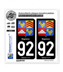 92 Bagneux - Armoiries | Autocollant plaque immatriculation