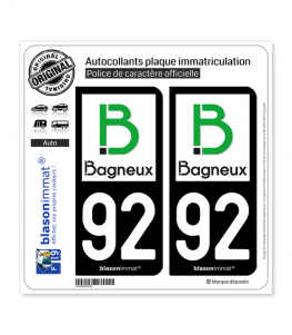 92 Bagneux - Ville | Autocollant plaque immatriculation