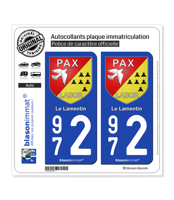 972 Le Lamentin - Armoiries | Autocollant plaque immatriculation