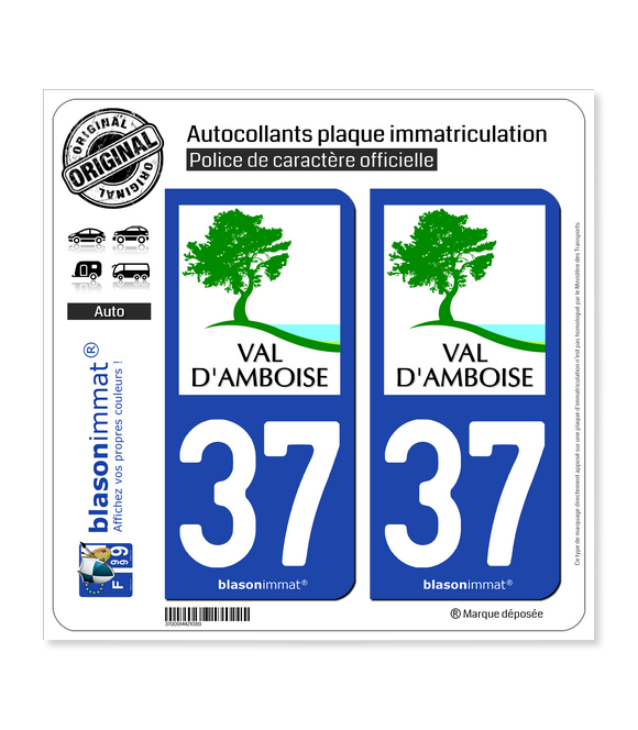 37 Val d'Amboise - Agglo | Autocollant plaque immatriculation