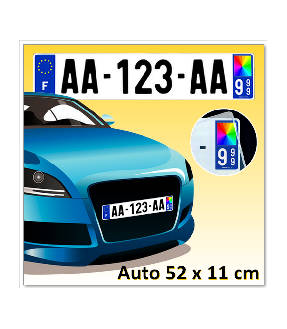Plaque d'immatriculation Plexi AUTO 52 x 11 cm (Identifiants Bleu)