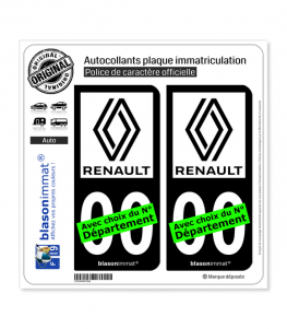 Renault - 2021 | Autocollant plaque immatriculation (Fond Noir)