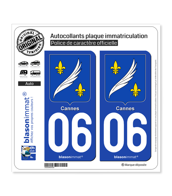 06 Cannes - Armoiries | Autocollant plaque immatriculation