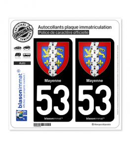 53 Mayenne - Armoiries | Autocollant plaque immatriculation