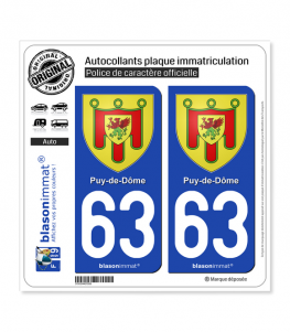 63 Puy-de-Dôme - Armoiries | Autocollant plaque immatriculation