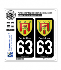 63 Puy-de-Dôme - Armoiries | Autocollant plaque immatriculation