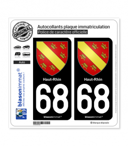 68 Haut-Rhin - Armoiries | Autocollant plaque immatriculation