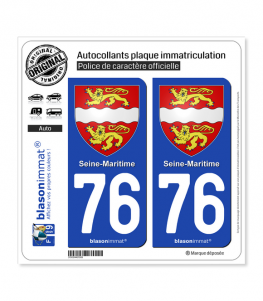 76 Seine-Maritime - Armoiries | Autocollant plaque immatriculation