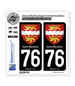 76 Seine-Maritime - Armoiries | Autocollant plaque immatriculation