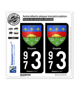 973 Guyane - Armoiries | Autocollant plaque immatriculation