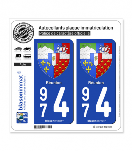 974 Réunion - Armoiries | Autocollant plaque immatriculation