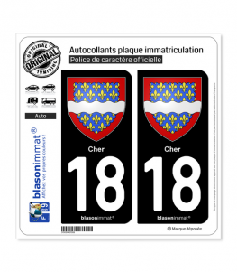 18 Cher - Armoiries | Autocollant plaque immatriculation