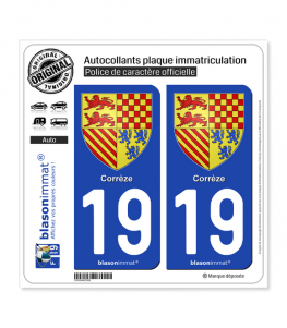 19 Corrèze - Armoiries | Autocollant plaque immatriculation
