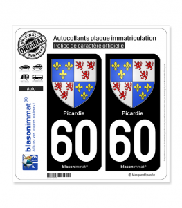 60 Picardie - Armoiries | Autocollant plaque immatriculation