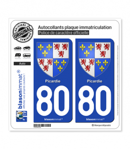 80 Picardie - Armoiries | Autocollant plaque immatriculation