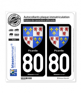 80 Picardie - Armoiries | Autocollant plaque immatriculation