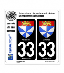 33 Gironde - Armoiries | Autocollant plaque immatriculation