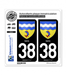 38 Isère - Armoiries | Autocollant plaque immatriculation