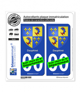 Dauphiné - Armoiries | Autocollant plaque immatriculation (fond bleu)