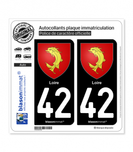 42 Loire - Armoiries | Autocollant plaque immatriculation
