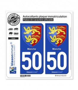 50 Manche - Armoiries | Autocollant plaque immatriculation