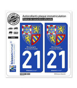 21 Bourgogne-Franche-Comté - Armoiries | Autocollant plaque immatriculation