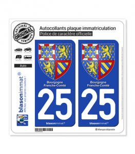 25 Bourgogne-Franche-Comté - Armoiries | Autocollant plaque immatriculation