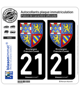 21 Bourgogne-Franche-Comté - Armoiries | Autocollant plaque immatriculation