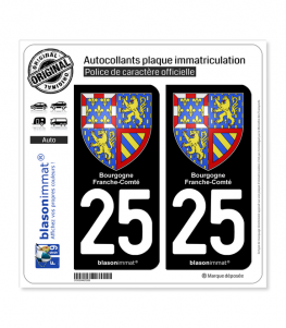 25 Bourgogne-Franche-Comté - Armoiries | Autocollant plaque immatriculation
