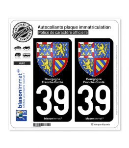39 Bourgogne-Franche-Comté - Armoiries | Autocollant plaque immatriculation