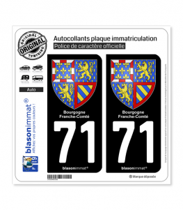 71 Bourgogne-Franche-Comté - Armoiries | Autocollant plaque immatriculation