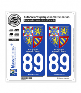 89 Bourgogne-Franche-Comté - Armoiries | Autocollant plaque immatriculation