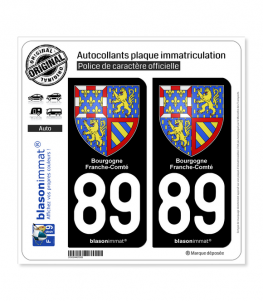 89 Bourgogne-Franche-Comté - Armoiries | Autocollant plaque immatriculation