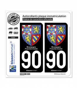 90 Bourgogne-Franche-Comté - Armoiries | Autocollant plaque immatriculation