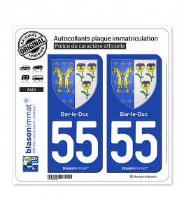 55 Bar-le-Duc - Armoiries | Autocollant plaque immatriculation