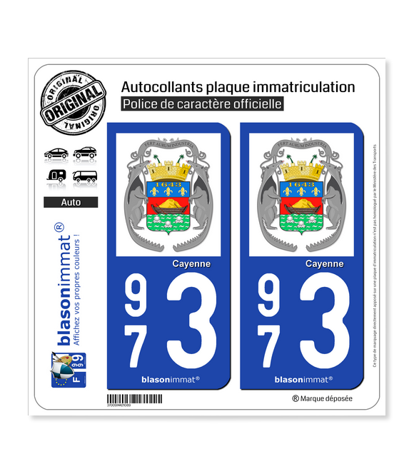 973 Cayenne - Armoiries | Autocollant plaque immatriculation