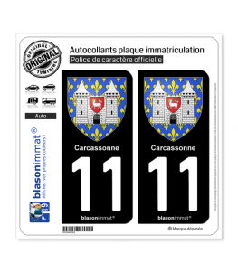 11 Carcassonne - Armoiries | Autocollant plaque immatriculation