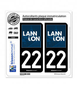 22 Lannion - Ville | Autocollant plaque immatriculation