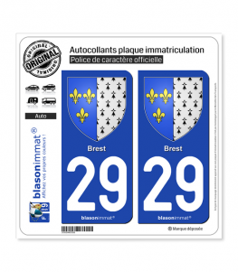 29 Brest - Armoiries | Autocollant plaque immatriculation