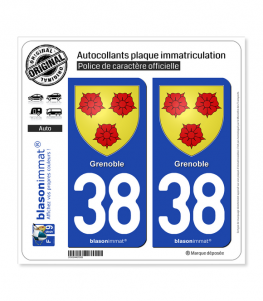 38 Grenoble - Armoiries | Autocollant plaque immatriculation