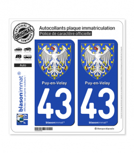 43 Puy-en-Velay - Armoiries | Autocollant plaque immatriculation