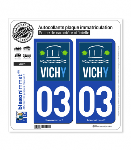 03 Vichy - Ville | Autocollant plaque immatriculation