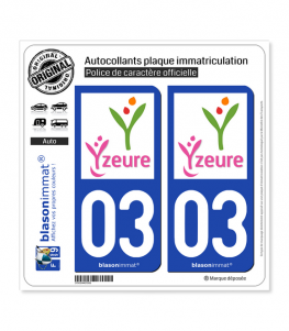 03 Yzeure - Ville | Autocollant plaque immatriculation